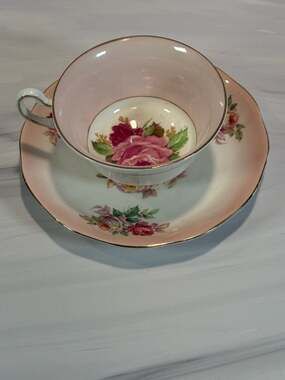 Vintage Rosina Pink Rose Bone China Teacup and Saucer Set